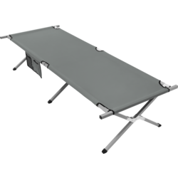 Hauki Folding Camping Bed Xl 210 X 83 X 46 Cm, Grey Portable Sleeping Lounger With Carry Bag - GREY Standard Small1x1