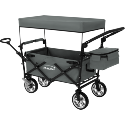 Hauki Folding Wagon With Canopy, XXL Grey Sit In Camping and Beach Kids Cart with 2 Mesh Pockets - GREY Standard Small1x1