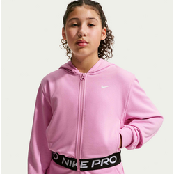 Older Kids' (girls') Dri-fit Full-zip Hoodie Pro Fleece - PINK RISE/PINK RISE/BLACK/WHITE Standard Small1x1