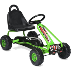 950603101101 NORTHIX Pedal Go Kart With Adjustable Seat 4 Wheels Pedal Powered Ride-on Car 92 X 50 X 53 Cm Green + Black  Standard Small1x1