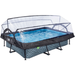 949828101101 EXIT Stone Pool 300x200x65cm Med Filterpump Och Tak - Grå  Standard Small1x1