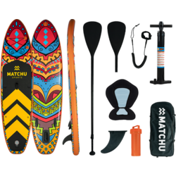 913100101101 MATCHU SPORTS Sup Bräda Deluxe 320x81x15cm - Uppblåsbar upp till 150kg - Stand Up Paddle Board med Kajaksäte  Standard Small1x1