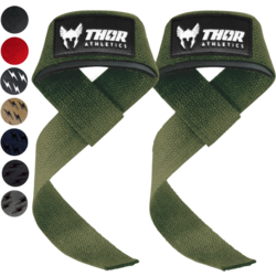 Thor Athletics Lifting Straps – Strength Training Accessories – Powerlifting And Gym Training - GREEN Standard Small1x1