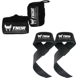 Thor Athletics Lifting Straps Incl. Wrist Wraps 60cm Extra Strong – Strength Training Bundle - BLACK Standard Small1x1