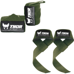 Thor Athletics Lifting Straps Incl. Wrist Wraps 60cm Extra Strong – Strength Training Bundle - GREEN Standard Small1x1