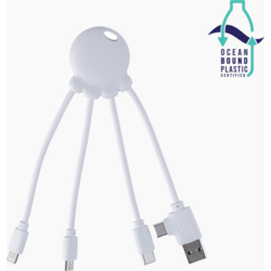 944095101101 XOOPAR Universal Multi Usb-laddkabel I Återvunnen Plast Från Havet - Octopus Obp Vit  Standard Small1x1
