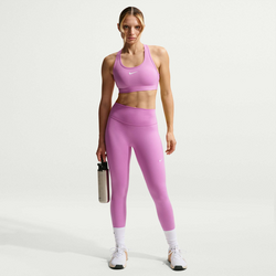 Women's High-waisted Full-length Leggings One Seamless Front - LIGHT MAGENTA/WHITE Standard Small1x1