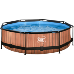 949530101101 EXIT Wood Pool Ø300x76cm Med Filterpump - Brun  Standard Small1x1