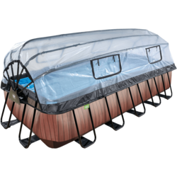 949552101101 EXIT Wood Pool 540x250x122cm Med Sandfilterpump Och Tak Och Värmepump - Brun  Standard Small1x1