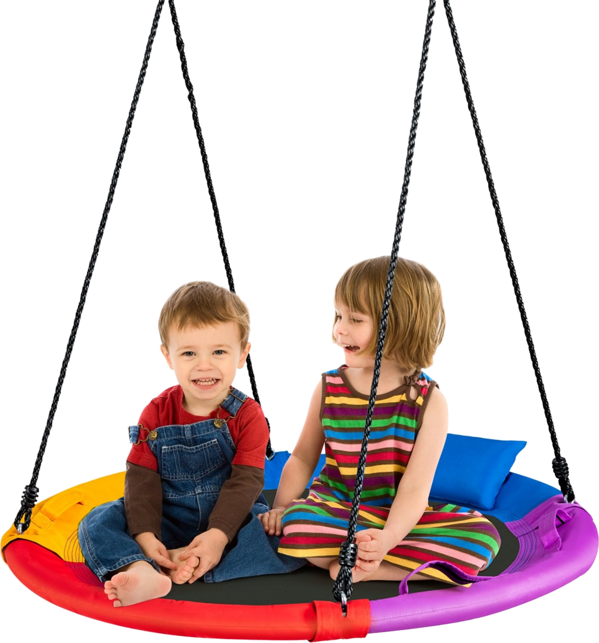 B2X, Ø100 Cm Swing With 100 - 180 Cm Adjustable Rope Saucer Tree Swing Colorful