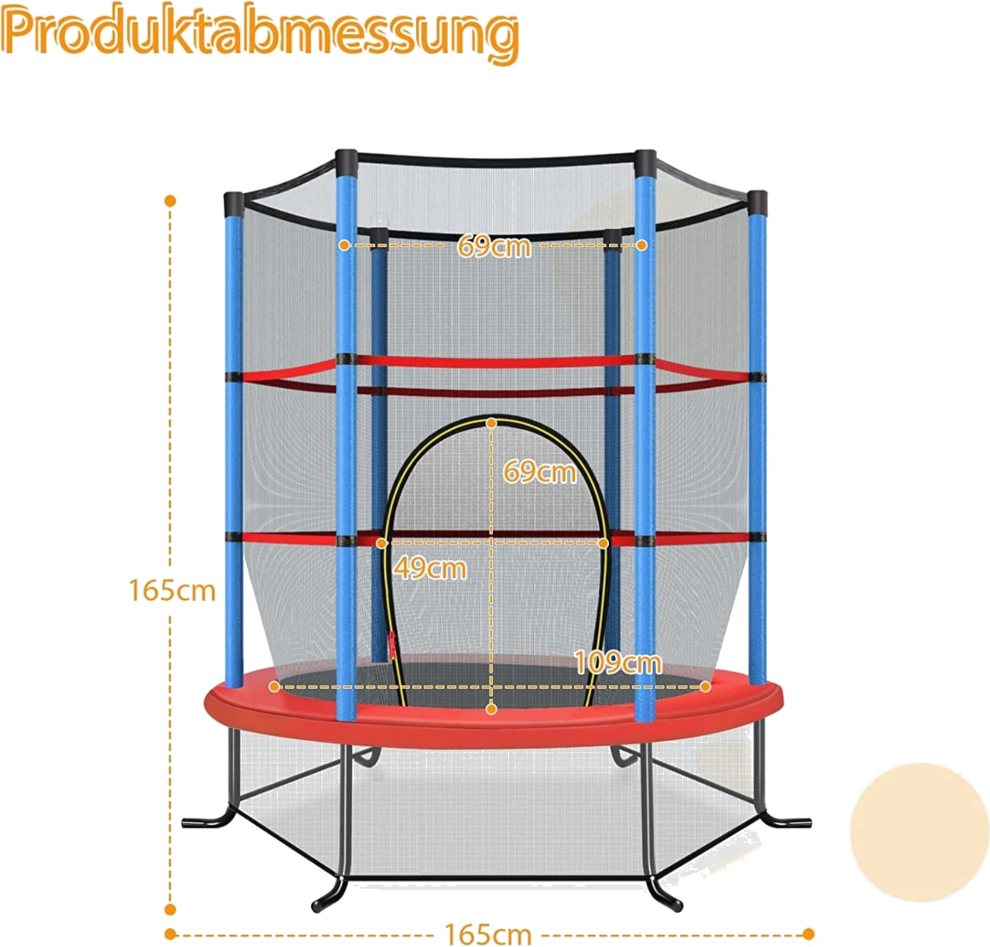 NORTHIX, &Oslash;140cm Garden Trampoline With Safety Net Trampoline Can Hold Up To 135 Kg For Children Aged 3 And Ov