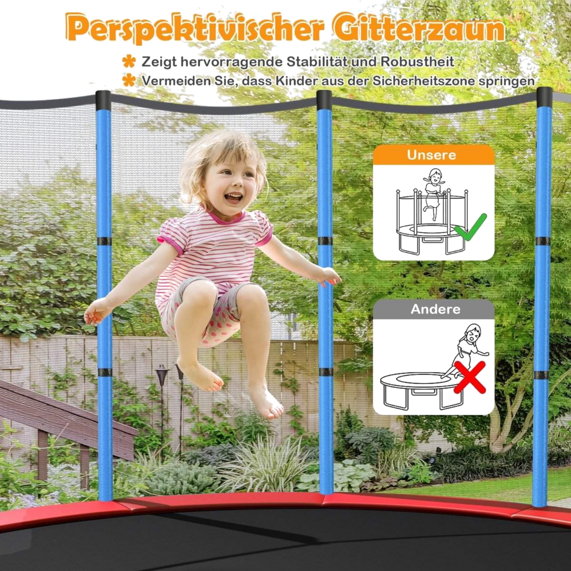 NORTHIX, &Oslash;140cm Garden Trampoline With Safety Net Trampoline Can Hold Up To 135 Kg For Children Aged 3 And Ov