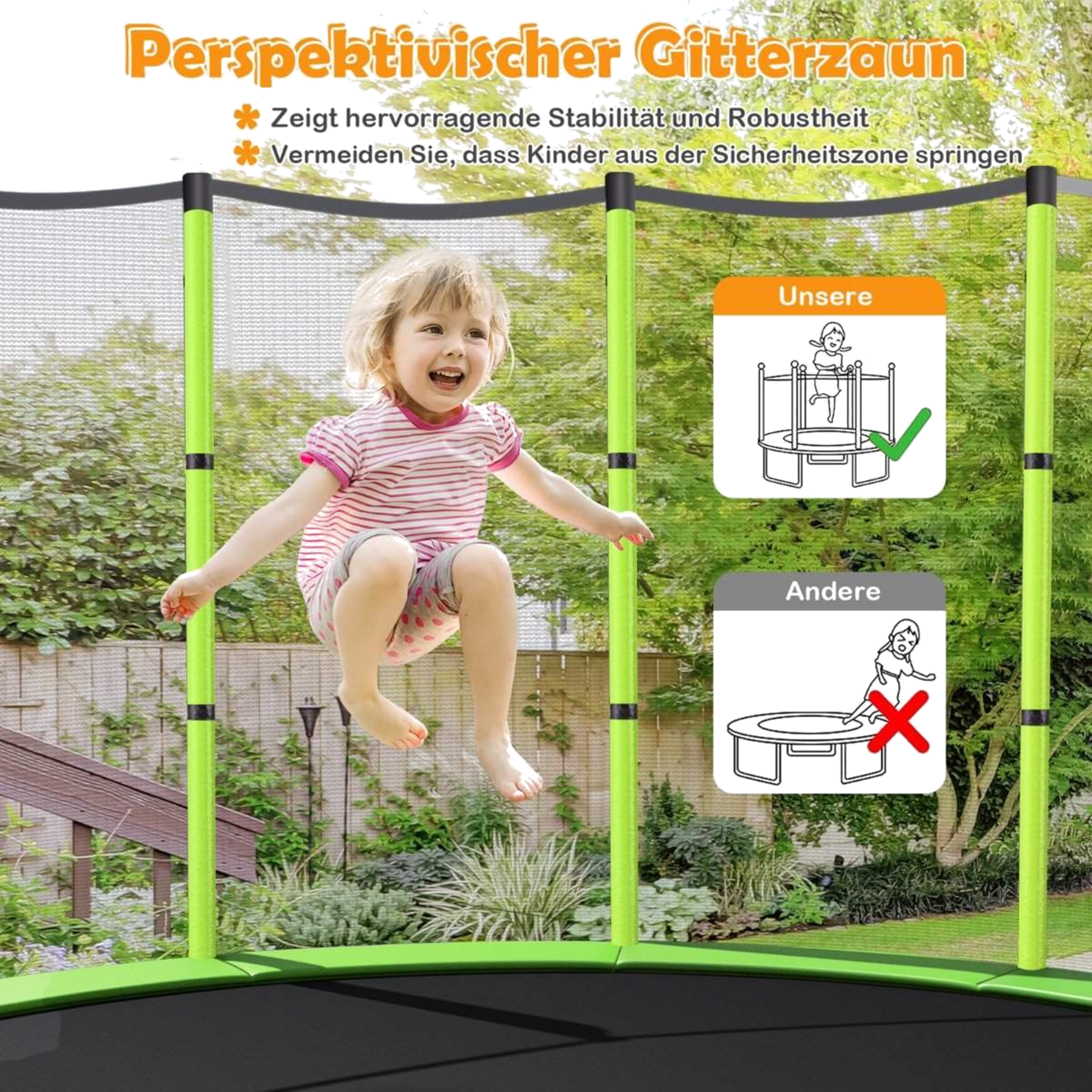 NORTHIX, &Oslash;140cm Garden Trampoline With Safety Net Trampoline Can Hold Up To 135kg For Children Aged 3 And Ove