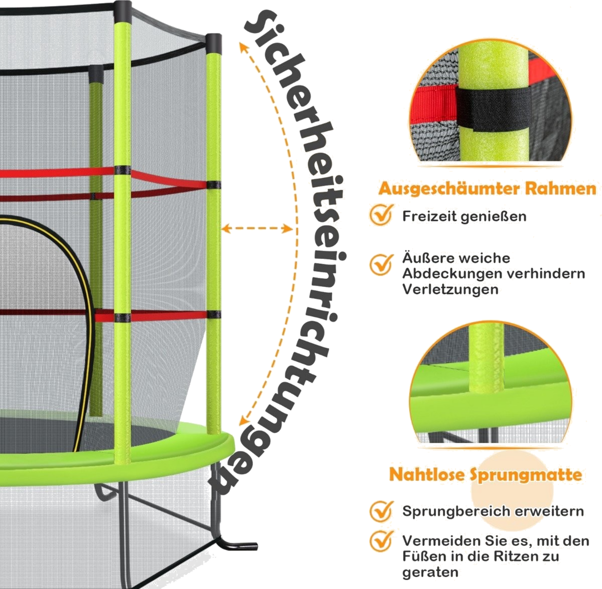 NORTHIX, &Oslash;140cm Garden Trampoline With Safety Net Trampoline Can Hold Up To 135kg For Children Aged 3 And Ove