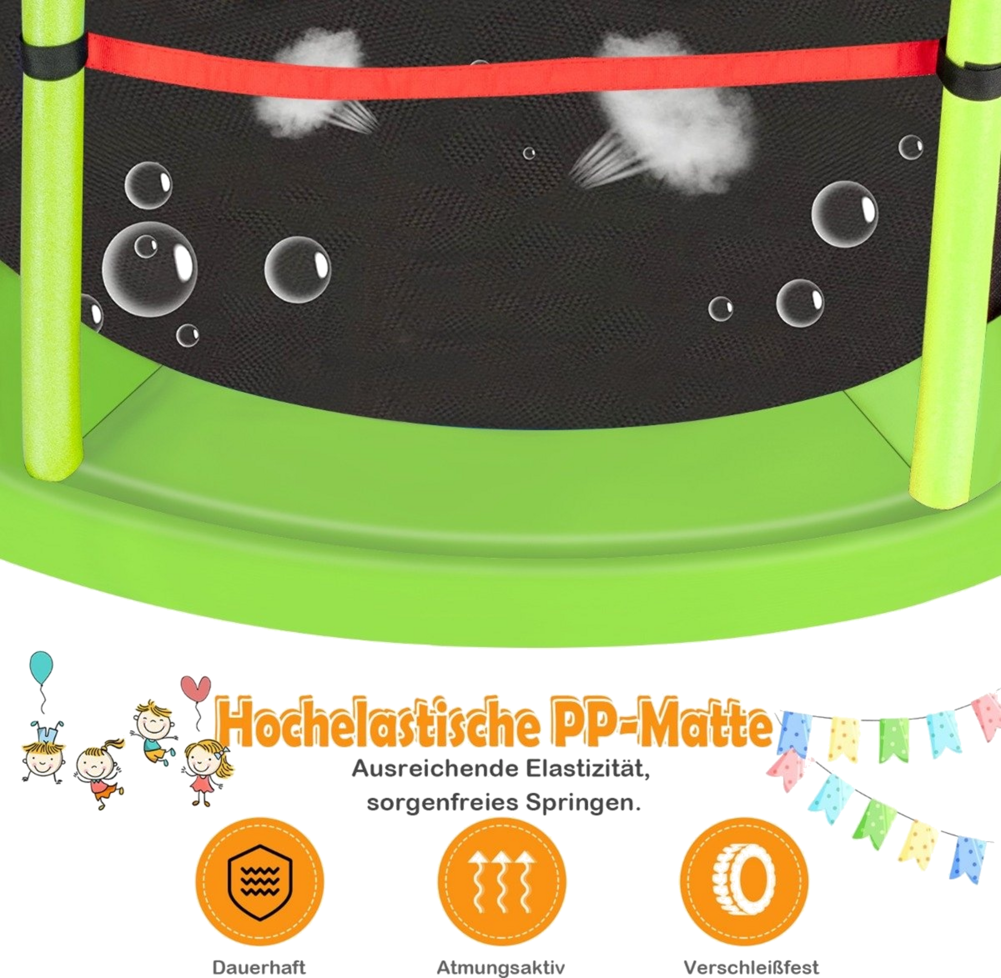 NORTHIX, &Oslash;140cm Garden Trampoline With Safety Net Trampoline Can Hold Up To 135kg For Children Aged 3 And Ove