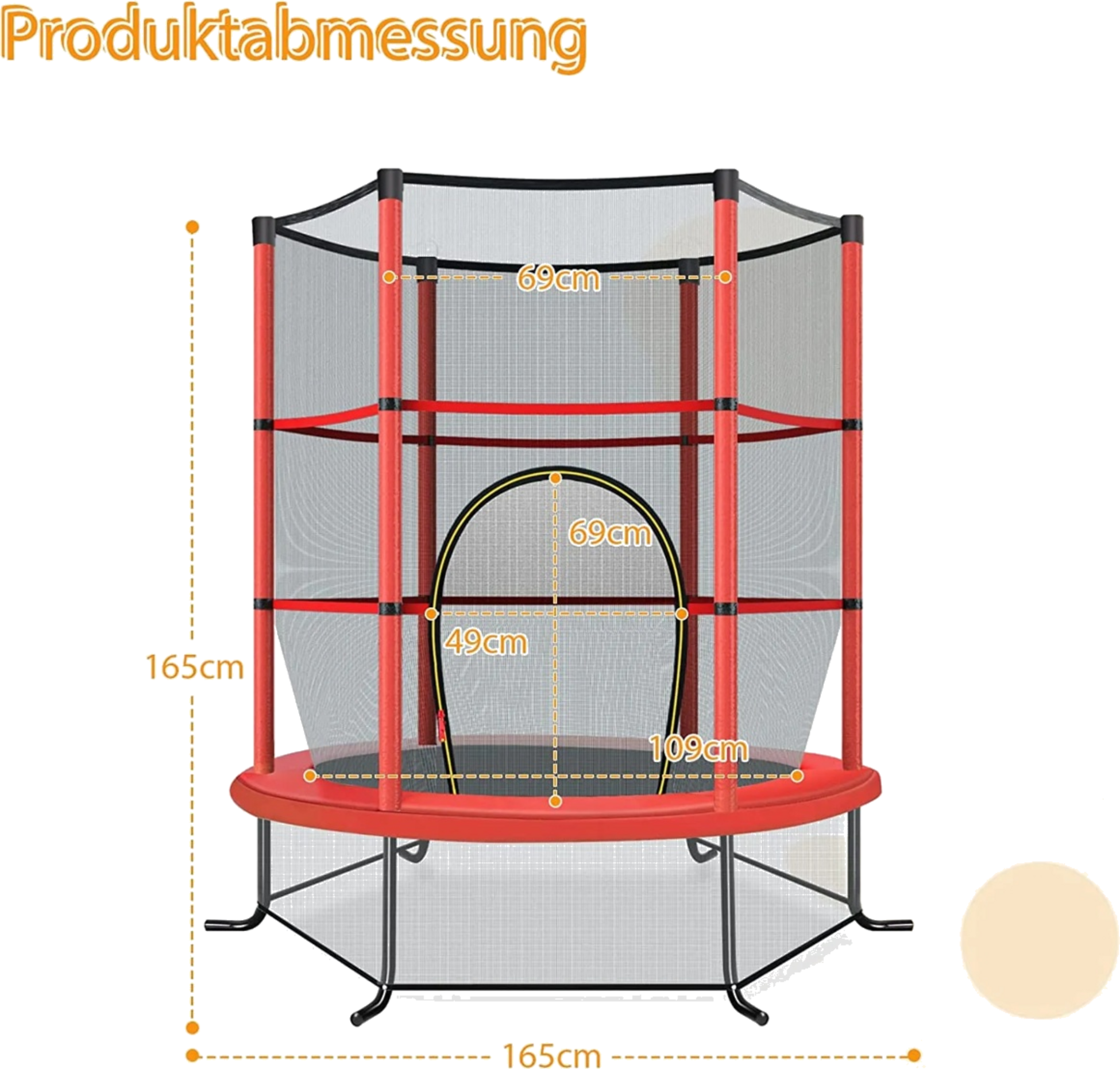 NORTHIX, &Oslash;140cm Garden Trampoline With Safety Net Trampoline Can Hold Up To 135kg For Children Aged 3 And Ove