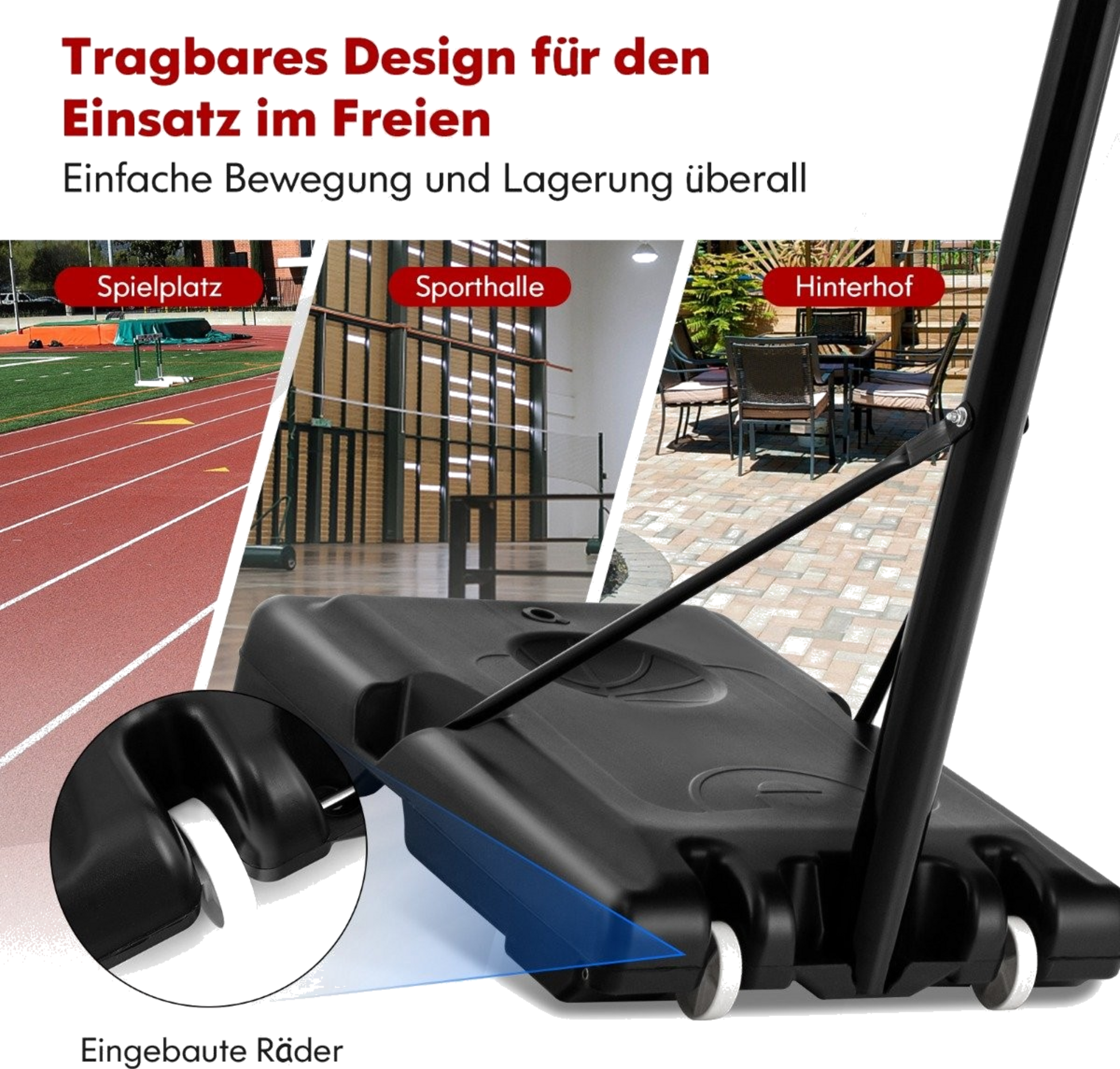 B2X, 130 Cm - 305 Cm Height-adjustable Basketball Hoop With Stand  2 Wheels Basket Stand Black