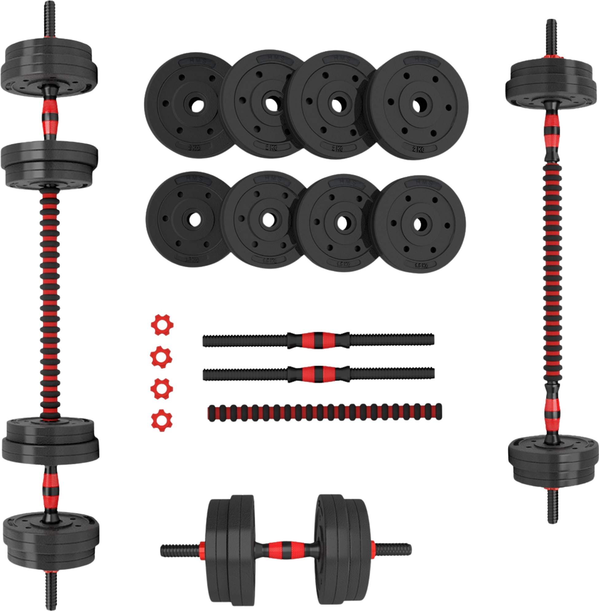NORTHIX, 15 Kg Composite Barbell  Dumbbell Set