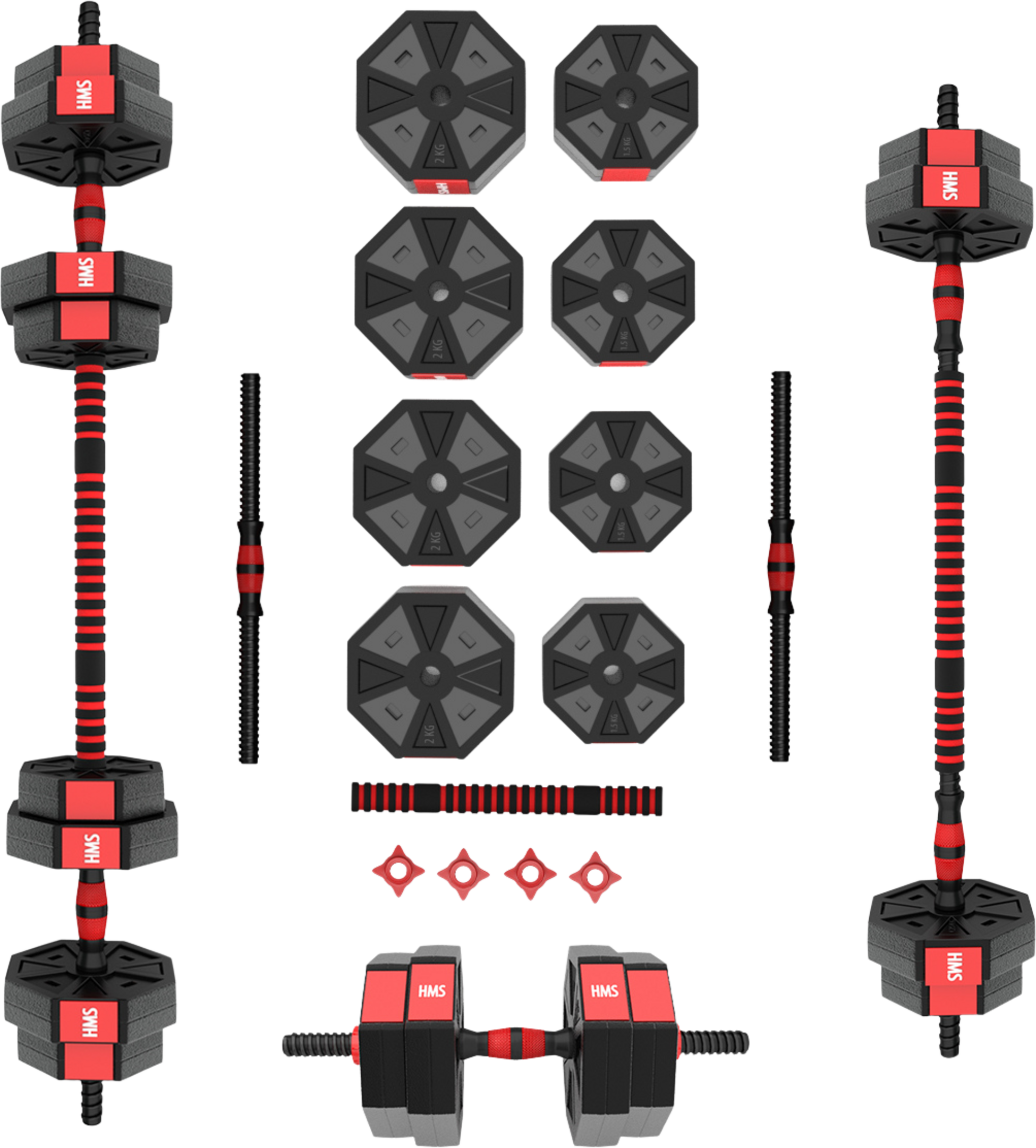 NORTHIX, 15 Kg Composite Barbell  Dumbbells Set