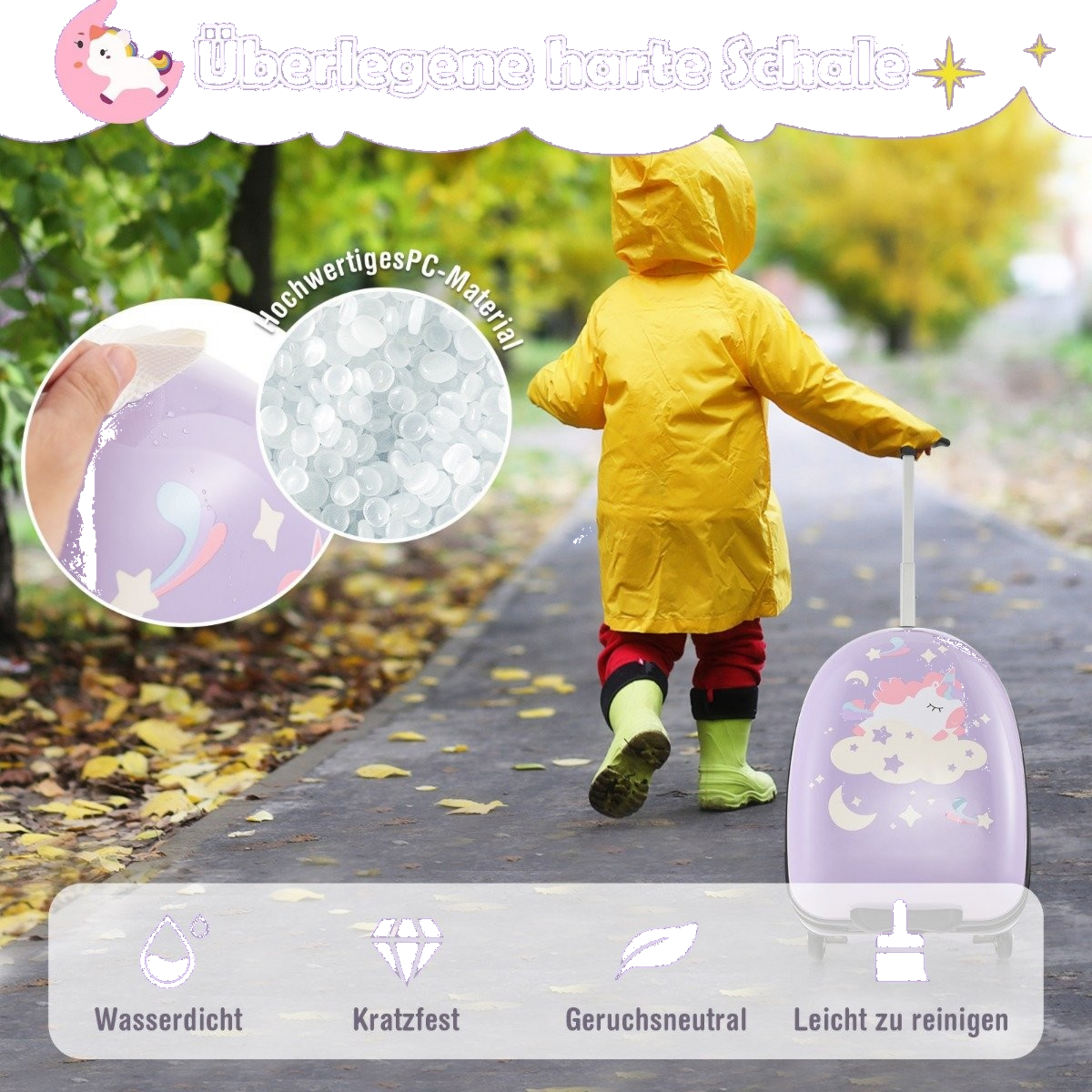 NORTHIX, 16" Children's Suitcase With 2-stage Telescopic Handle Children's Trolley Children's Hand Luggage Un