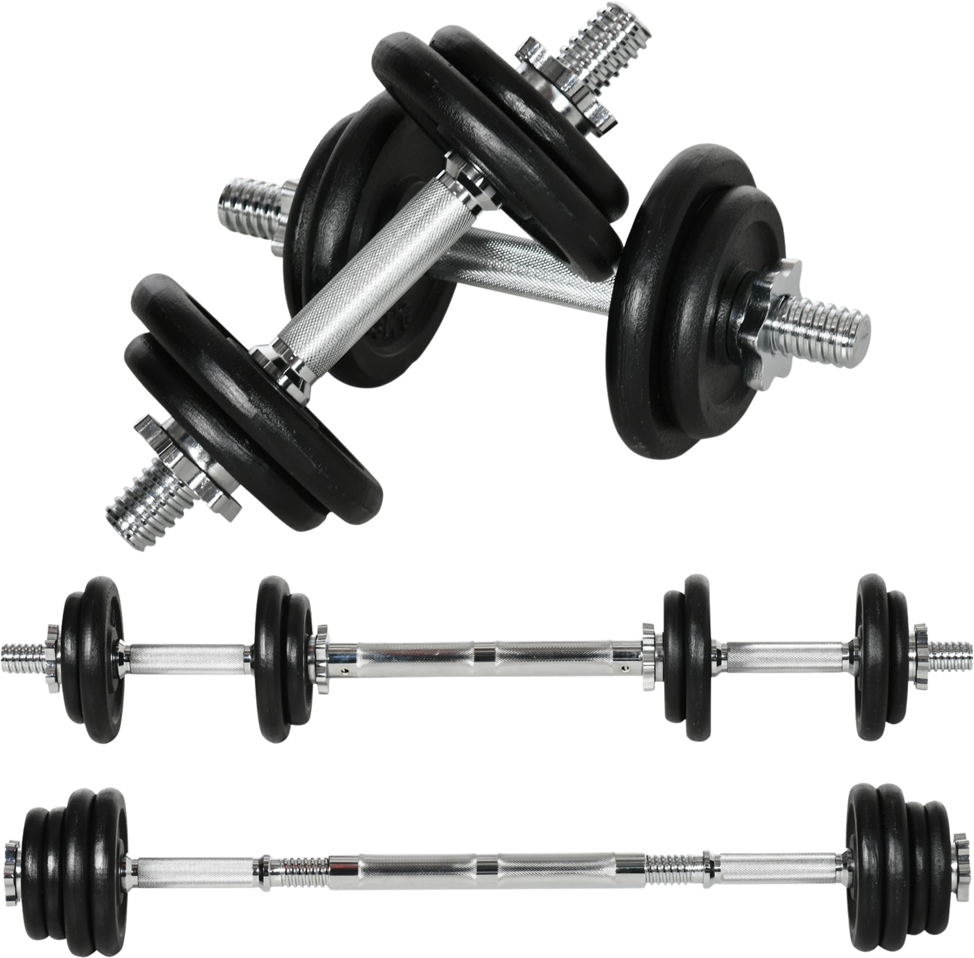 NORTHIX, 2 In 1 Dumbbell Set, Adjustable Dumbbell Set, 20 Kg, Dumbbell And Barbell With Connecting Tube, Rust