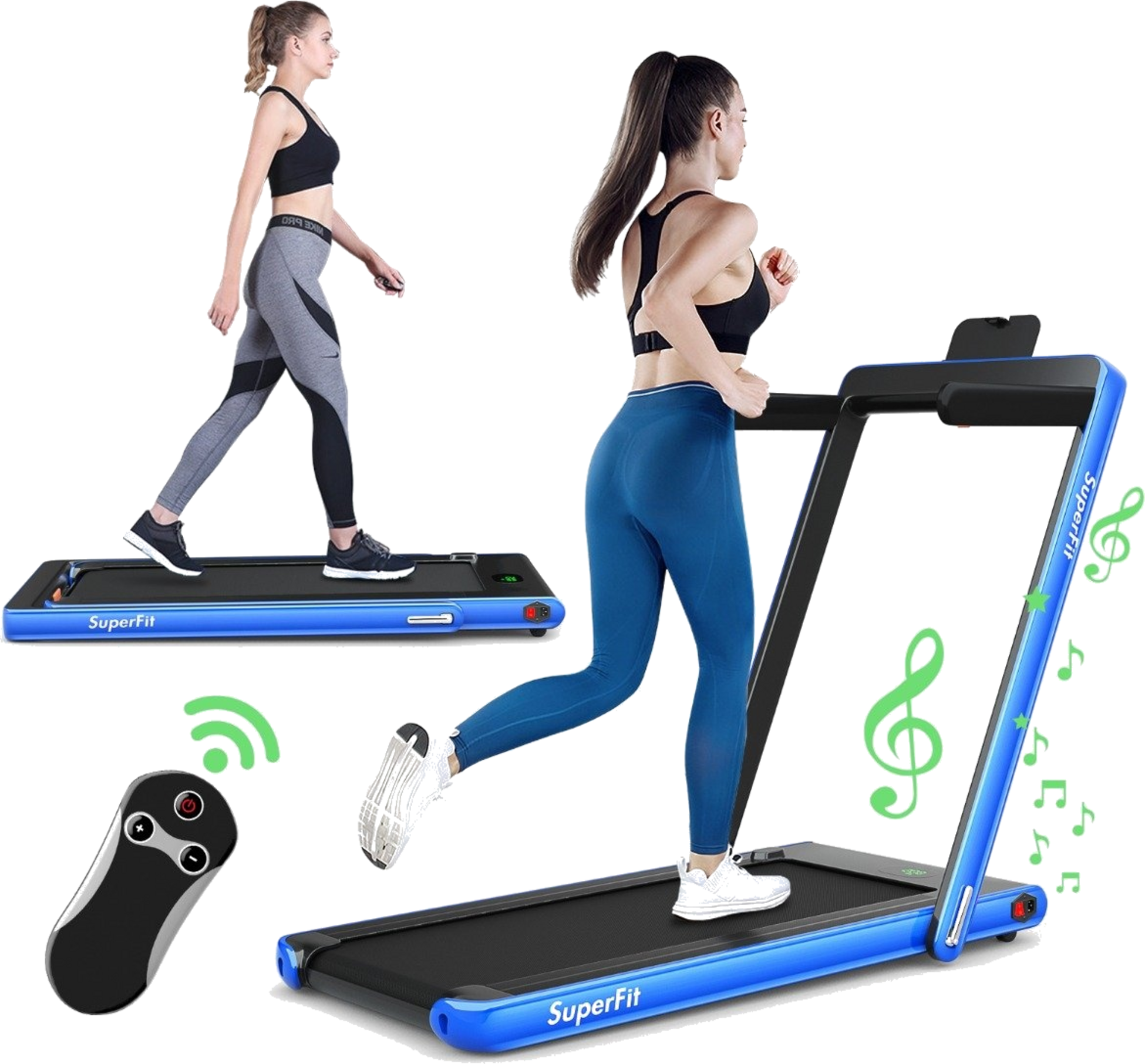 NORTHIX, 2 In 1 Folding Treadmill 2.25 Hp Portable Electric Treadmill Blue
