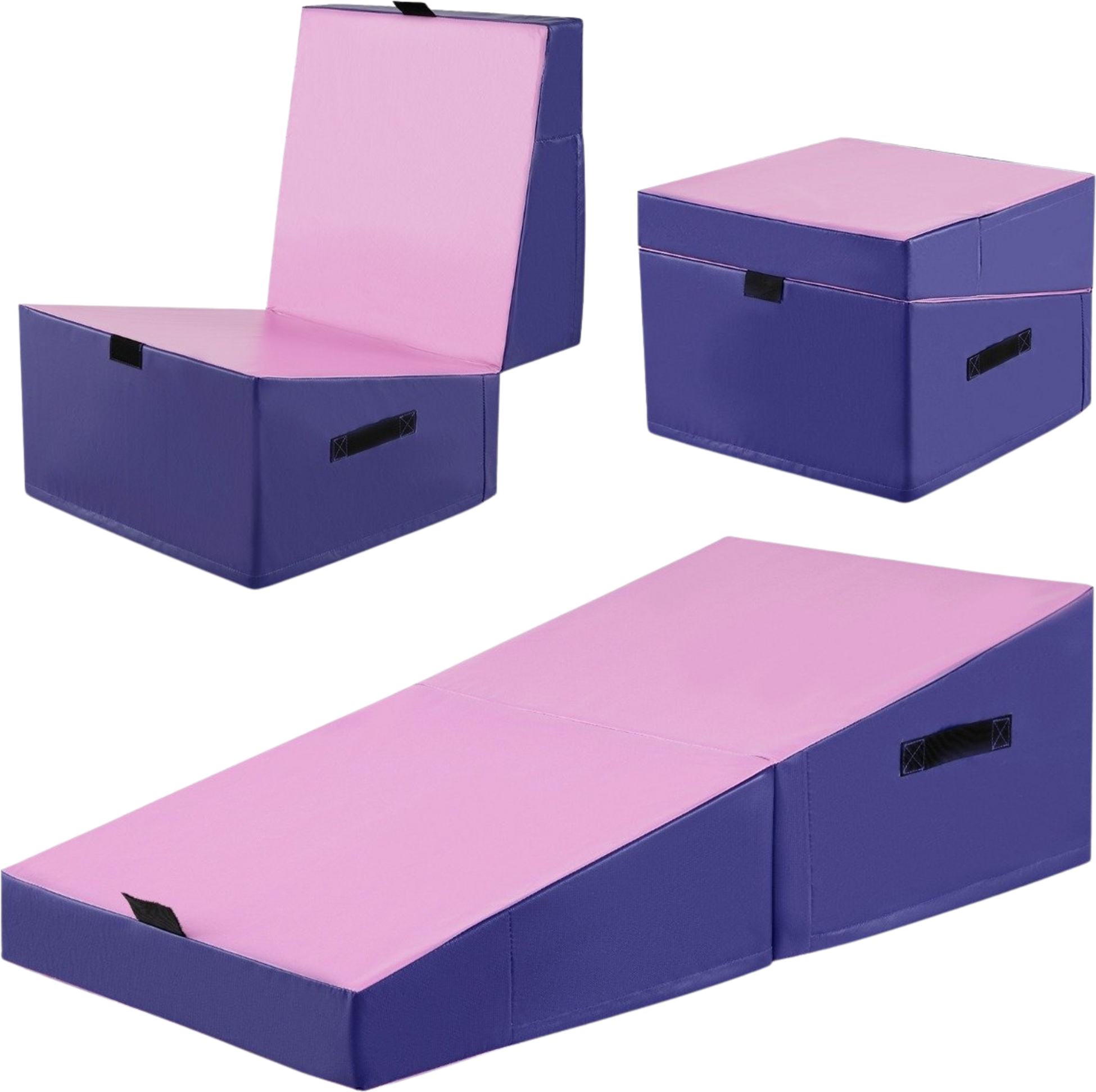 NORTHIX, 2 In 1 Gymnastics Mat With Carrying Handle Slanted Gymnastics Mat Wedge-shaped Soft Floor Mat