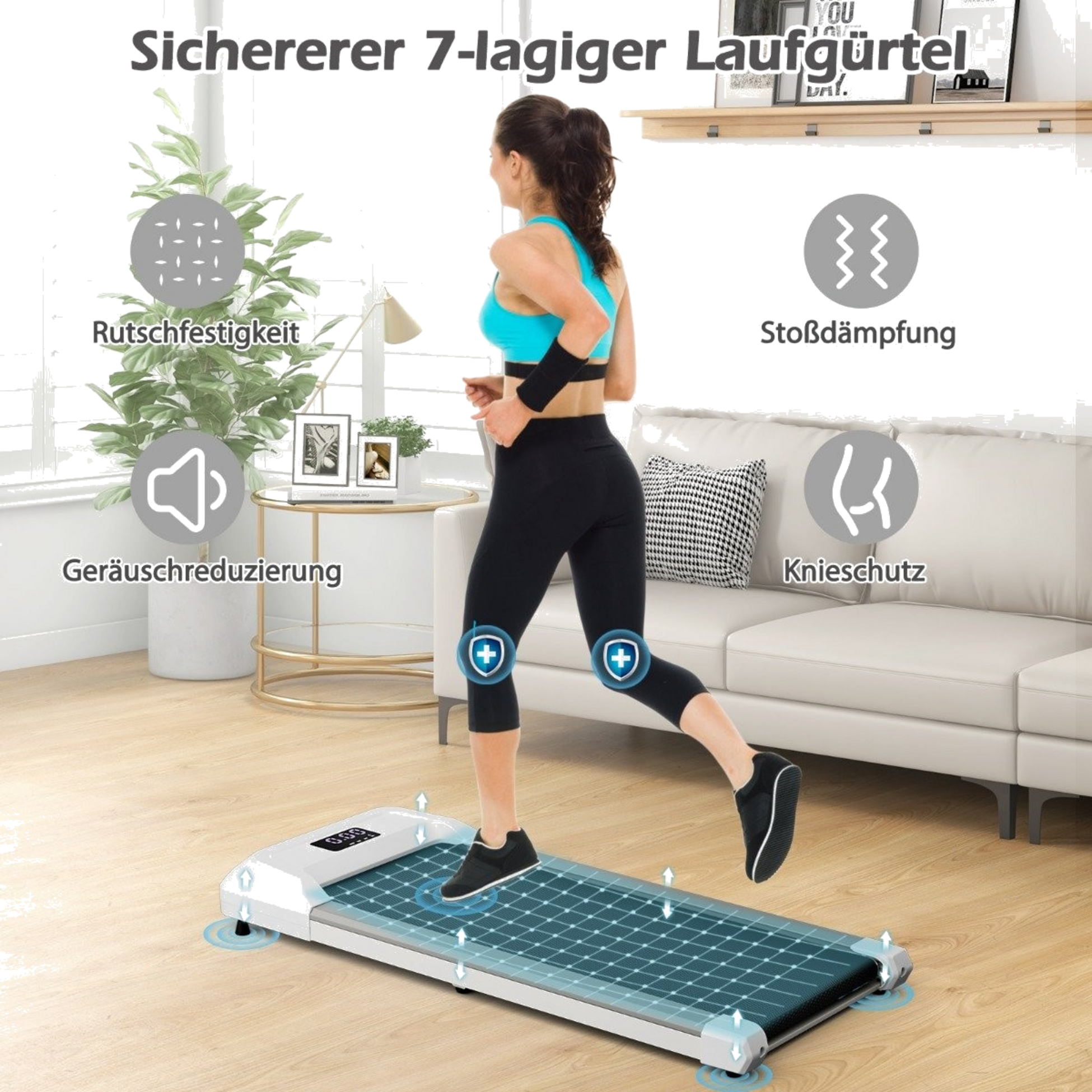 NORTHIX, 2 In 1 Treadmill Under Desk Walking Pad With Led Display 122 X 53 X 15 Cm Gray