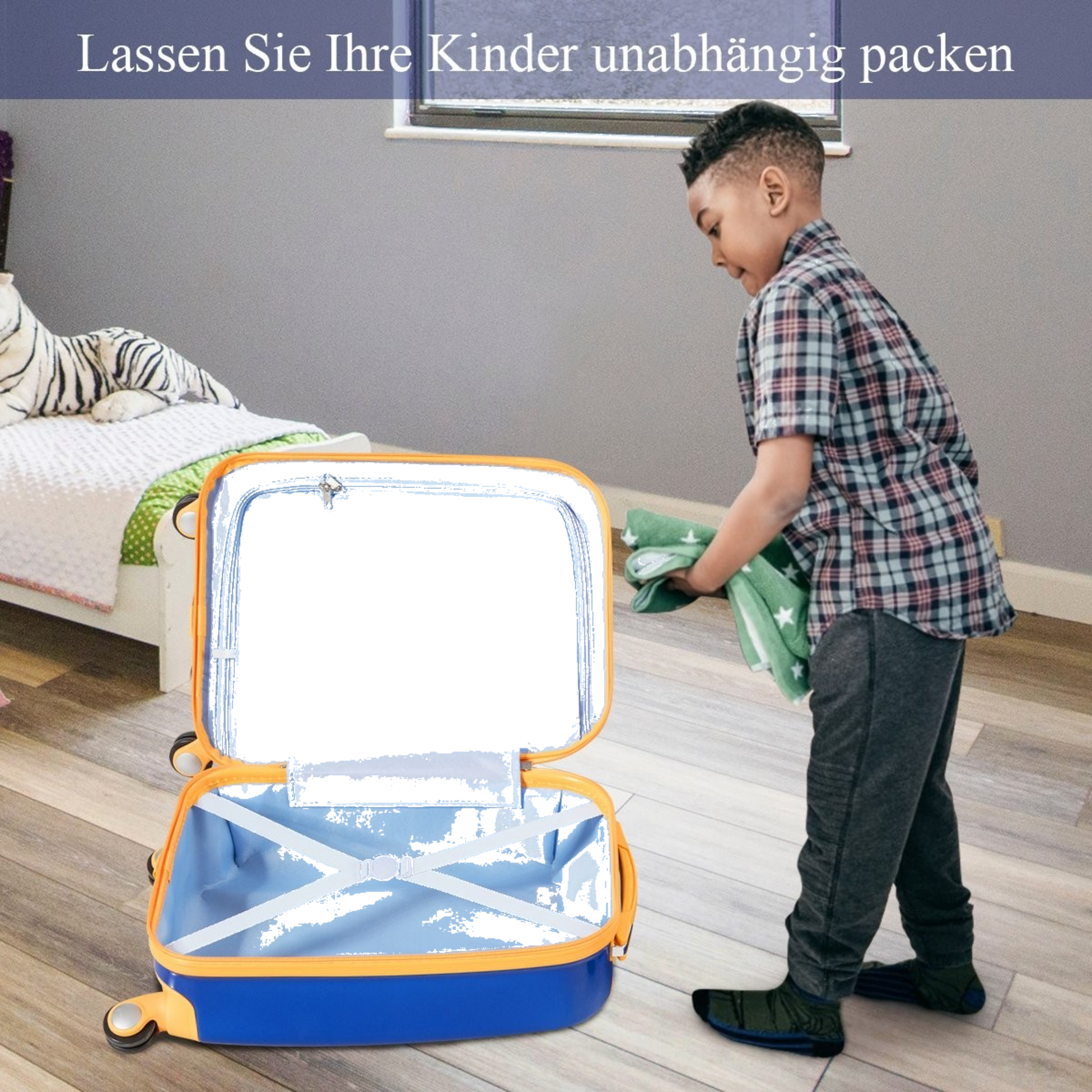 NORTHIX, 2 Pcs. Children's Suitcase + Backpack Made Of Plastic Children's Trolley Children's Luggage Astronau