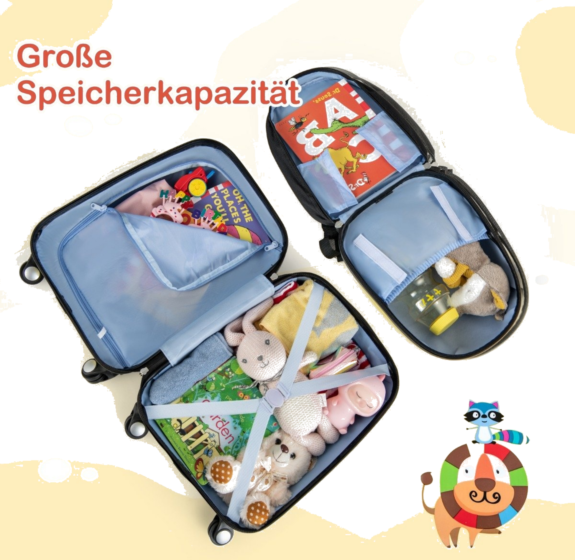 NORTHIX, 2 Piece Kids Luggage Set Hand Luggage And Backpack Set