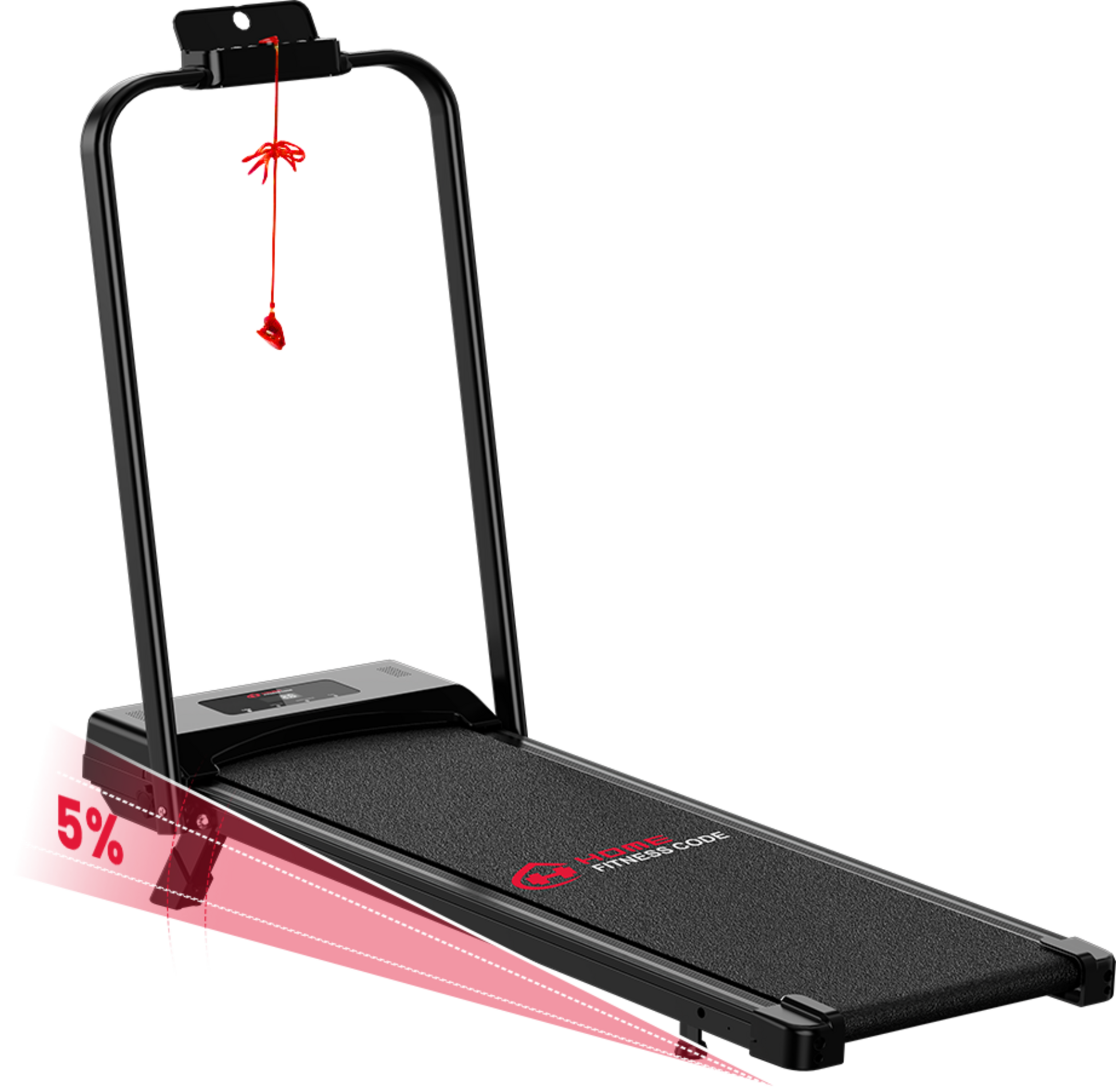 HOMEFITNESSCODE, 2-i-1 hopf&auml;llbart l&ouml;pband 1&ndash;10 km/h med LCD-sk&auml;rm, 5 % manuell lutning