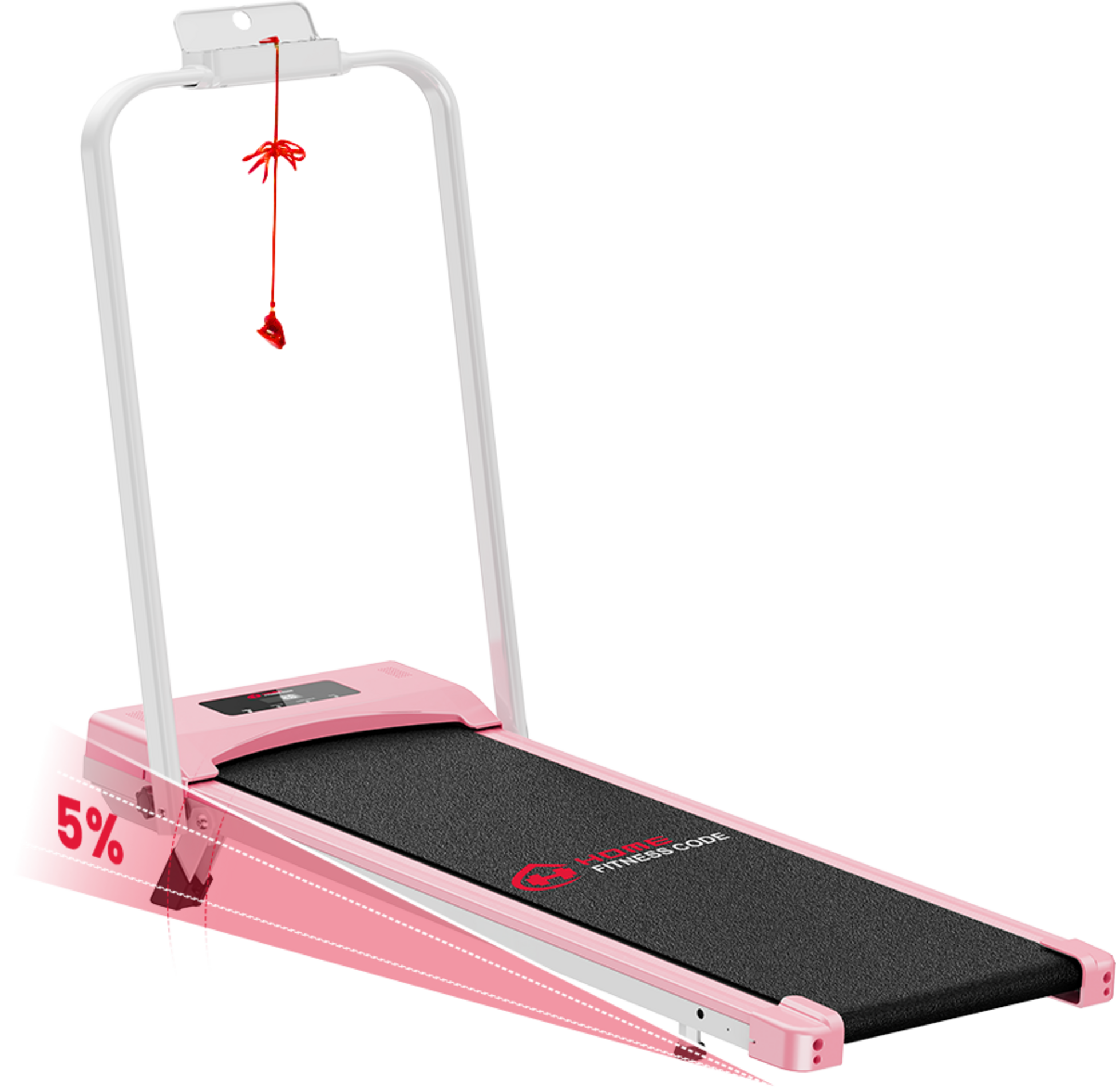 HOMEFITNESSCODE, 2-i-1 hopf&auml;llbart l&ouml;pband 1&ndash;10 km/h med LCD-sk&auml;rm, 5 % manuell lutning