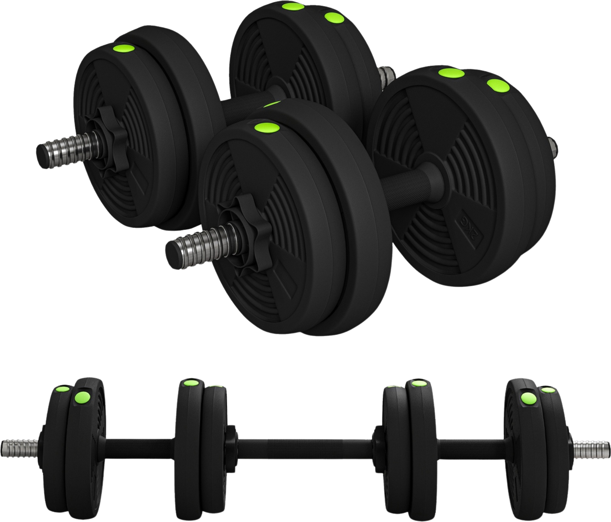 NORTHIX, 2-in-1 Dumbbell Set, 15 Kg Adjustable Dumbbell Set With 8 Weight Plates, Floor-friendly For Strength