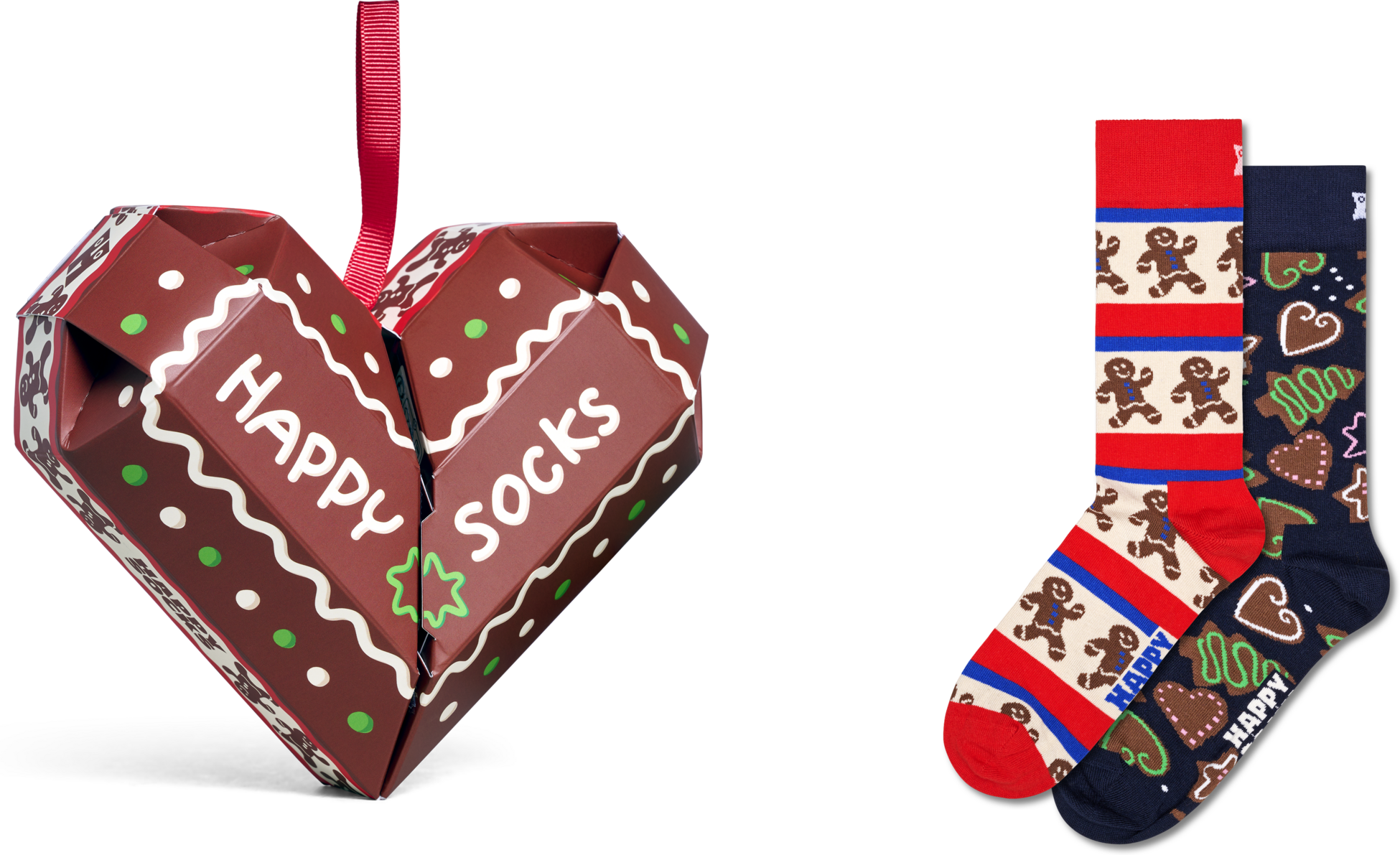 HAPPY SOCKS, 2-pack Gingerbread Heart Socks Gift Set