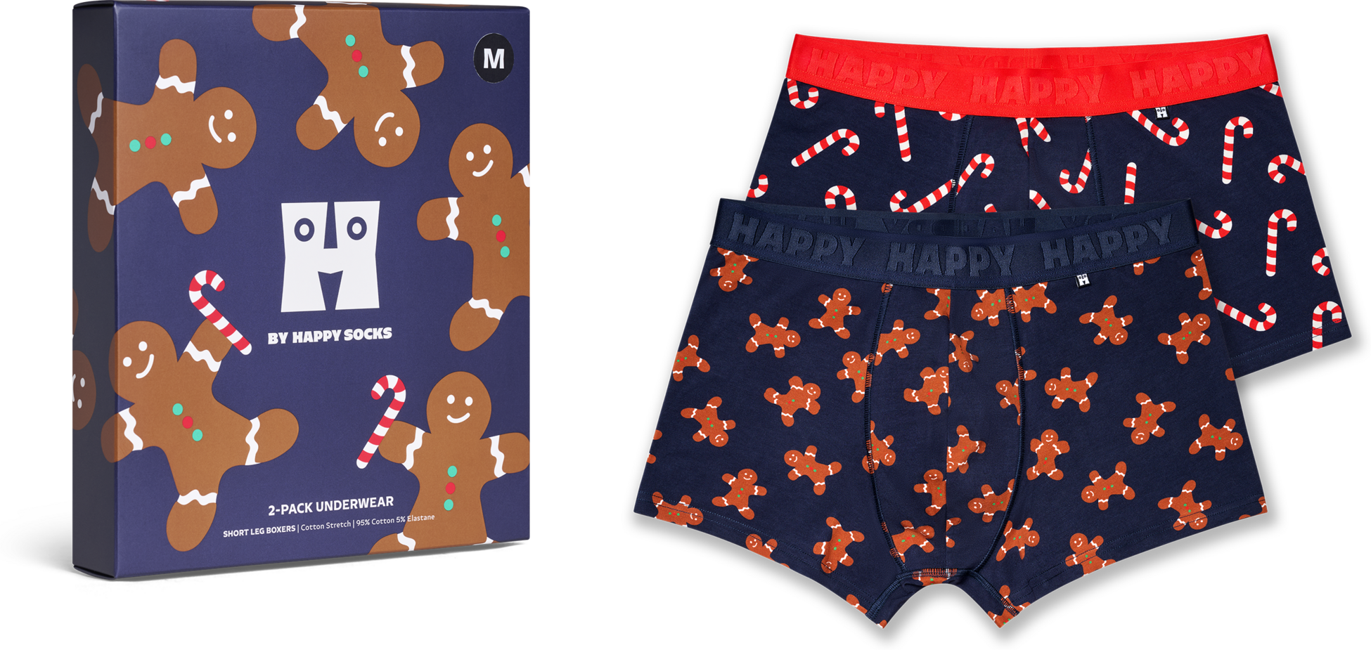 HAPPY SOCKS, 2-pack Gingerbread Short Boxers Gift Set