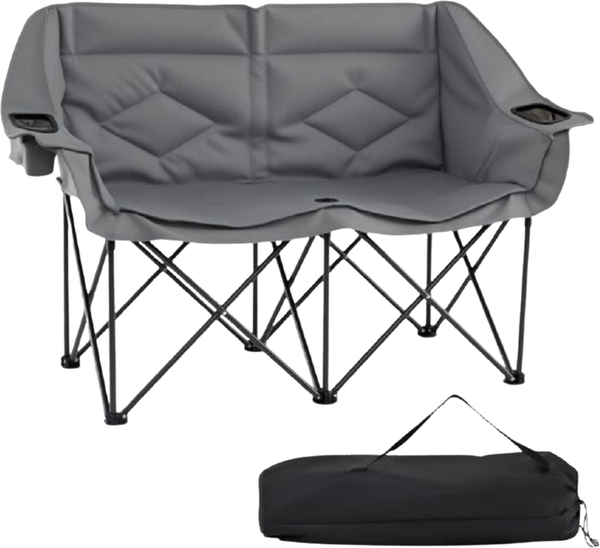 NORTHIX, 2-person Folding Camping Chair, Cup Holders, 300 Kg