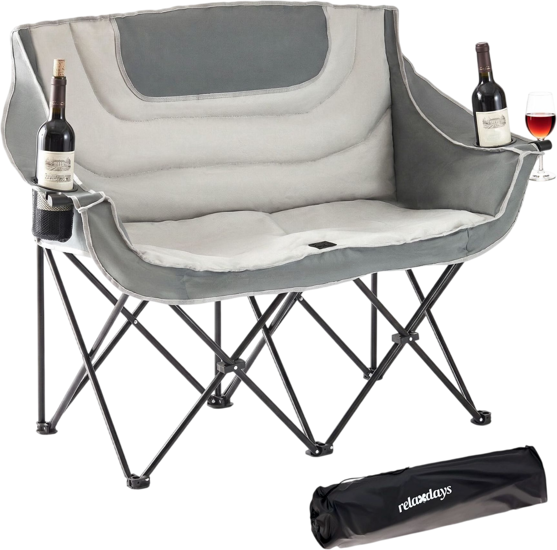NORTHIX, 2-person Folding Camping Chair &ndash; Carry Bag, Cup Holders