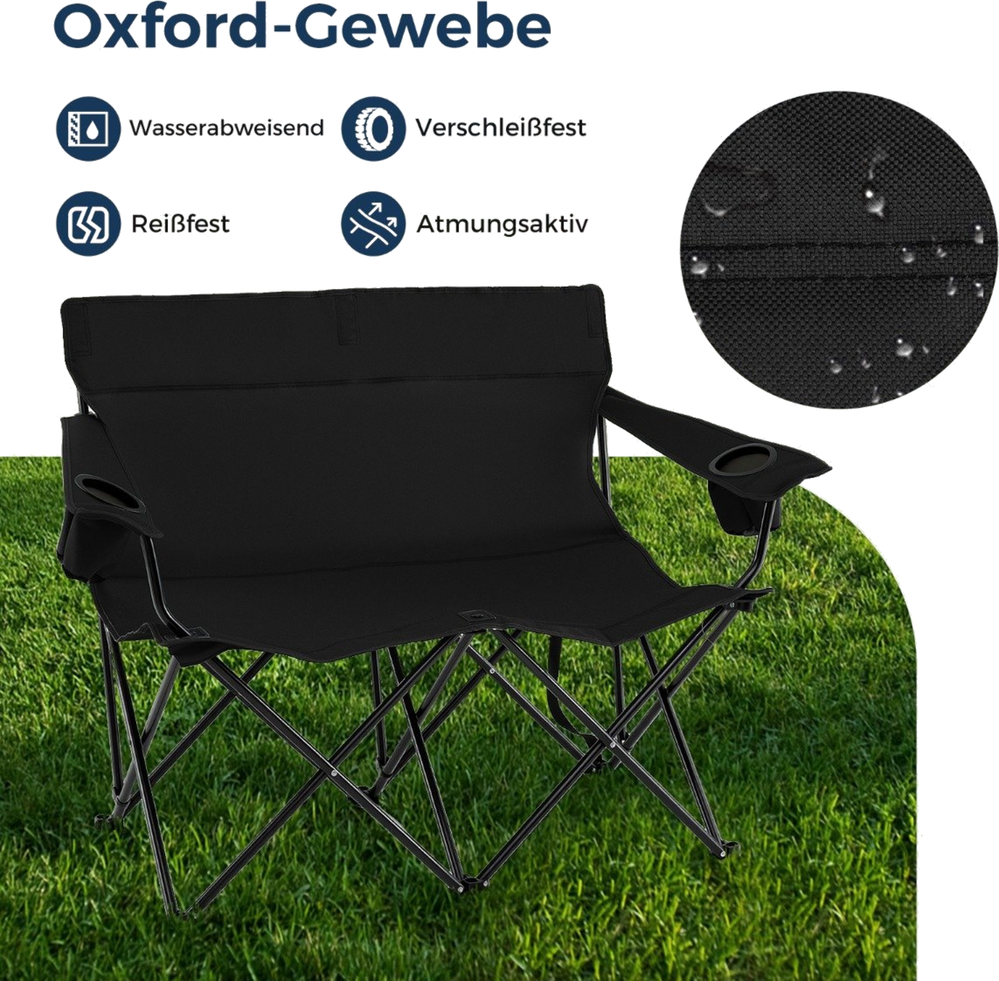NORTHIX, 2-person Folding Camping Chair With Cup Holders  Carry Bag