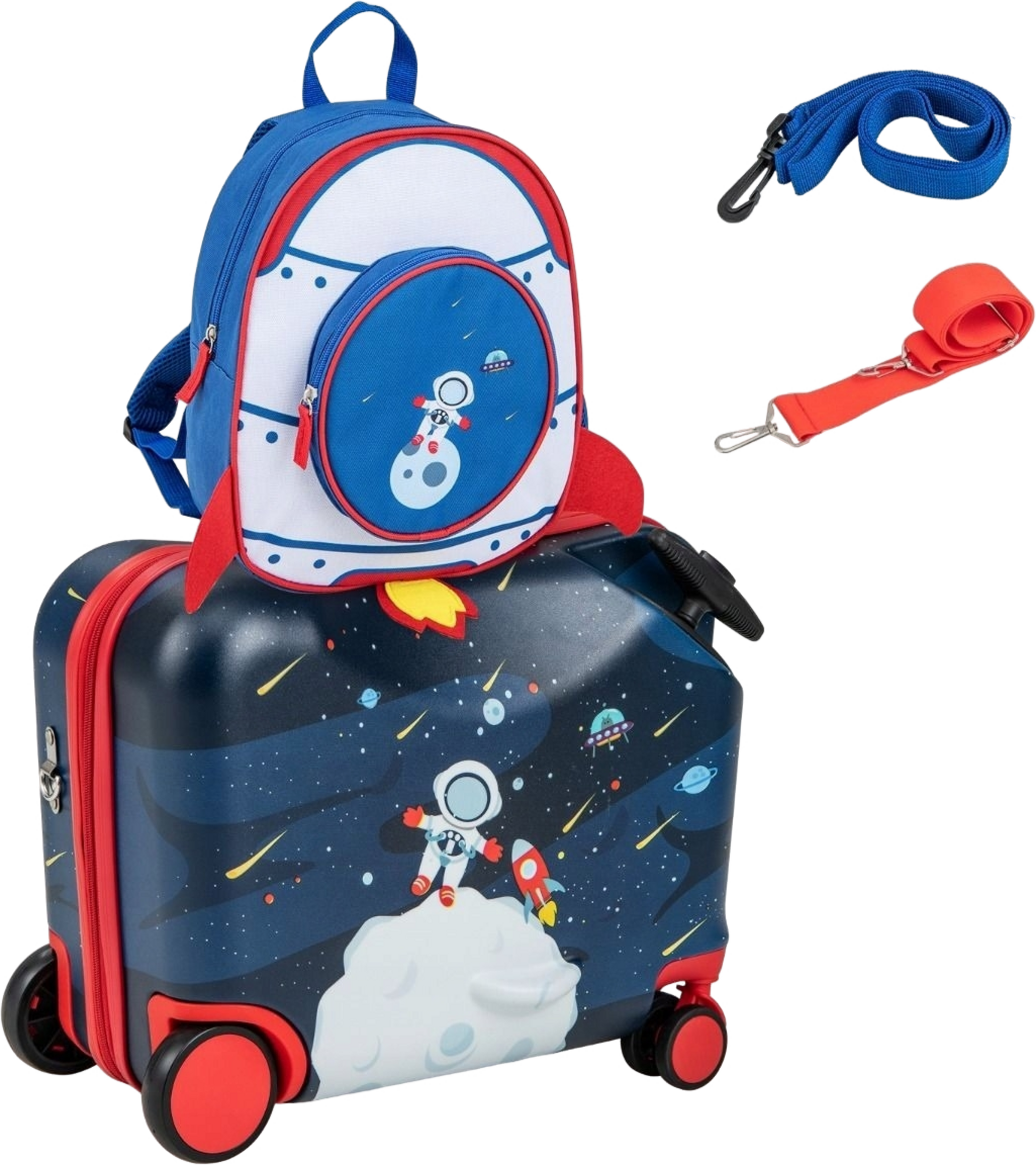 B2X, 2-piece Children's Suitcase + Backpack 47 Cm Long Ride-on Suitcase And 30 Cm Wide Backpack 12"+18" A