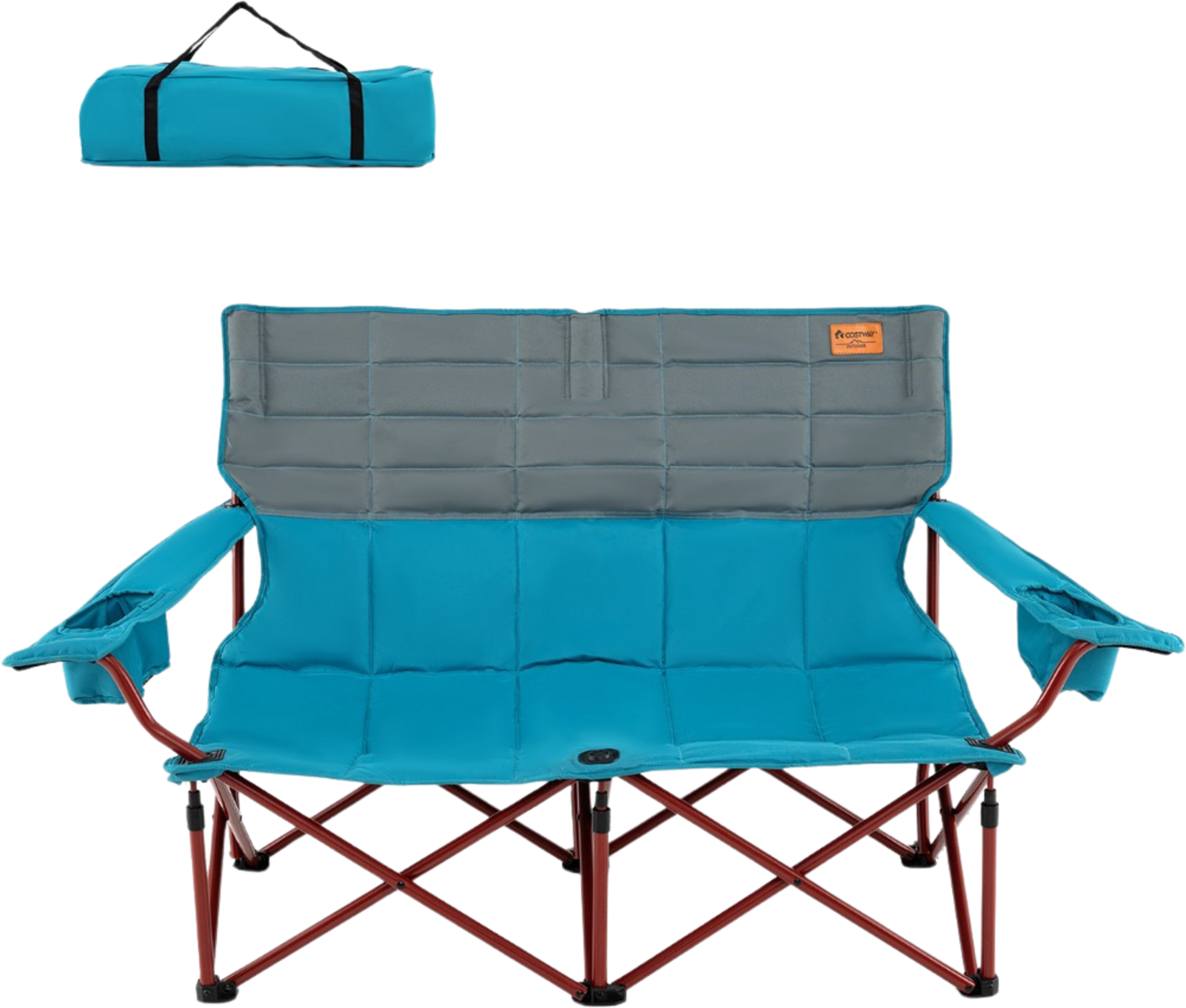 NORTHIX, 2-seater Camping Chair &ndash; Adjustable Arms, Cup Holders, Bag