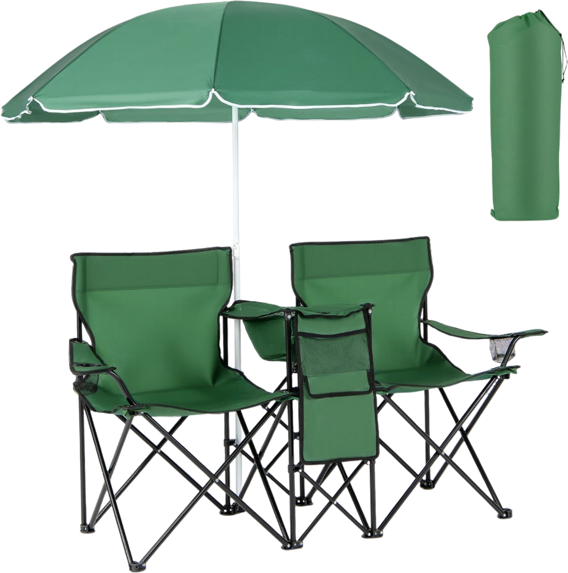 NORTHIX, 2-seater Folding Camping Chair With Umbrella  Bag