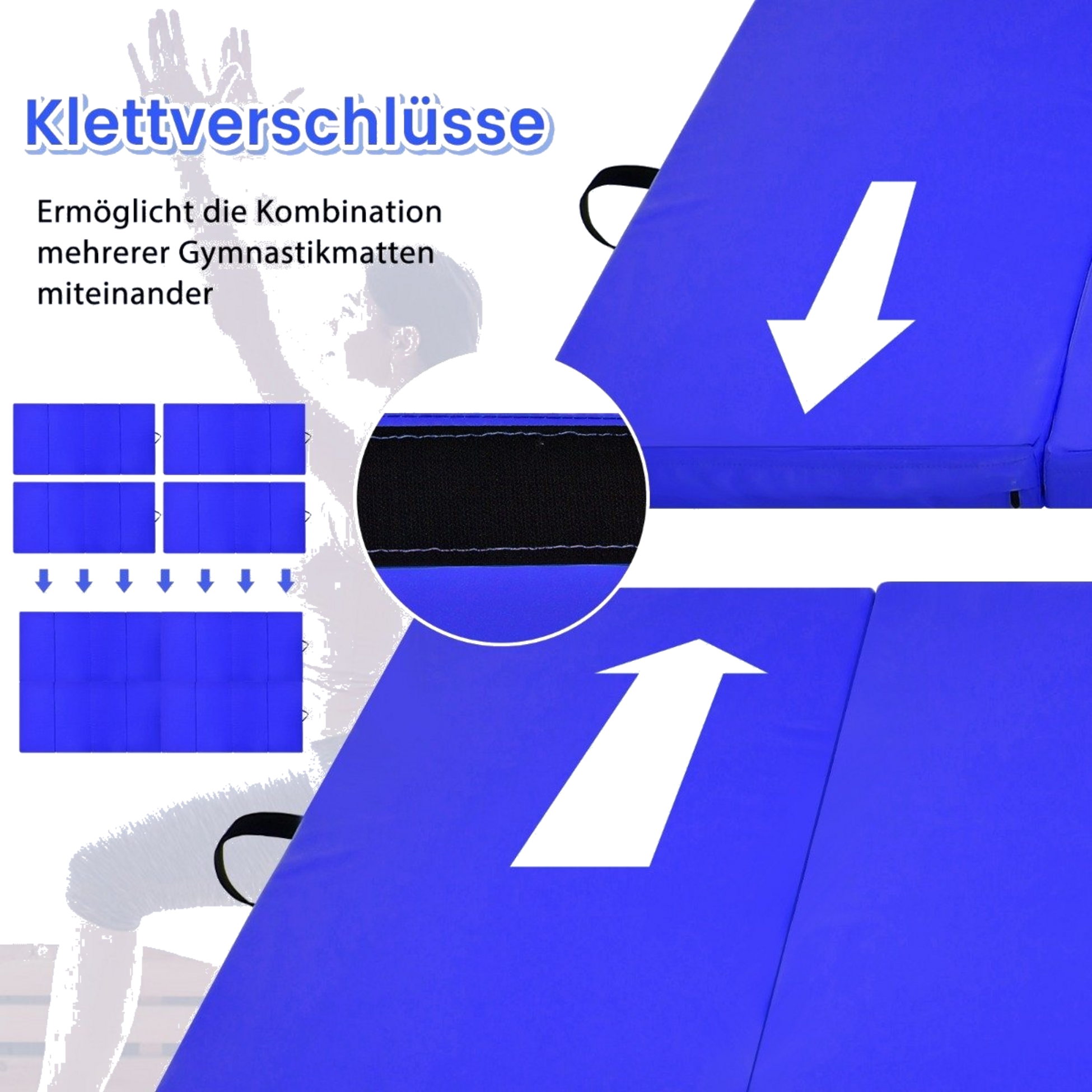 NORTHIX, 240 X 120 X 5 Cm Foldable Gymnastics Mat With Velcro Fastener  2 Carrying Handles Blue