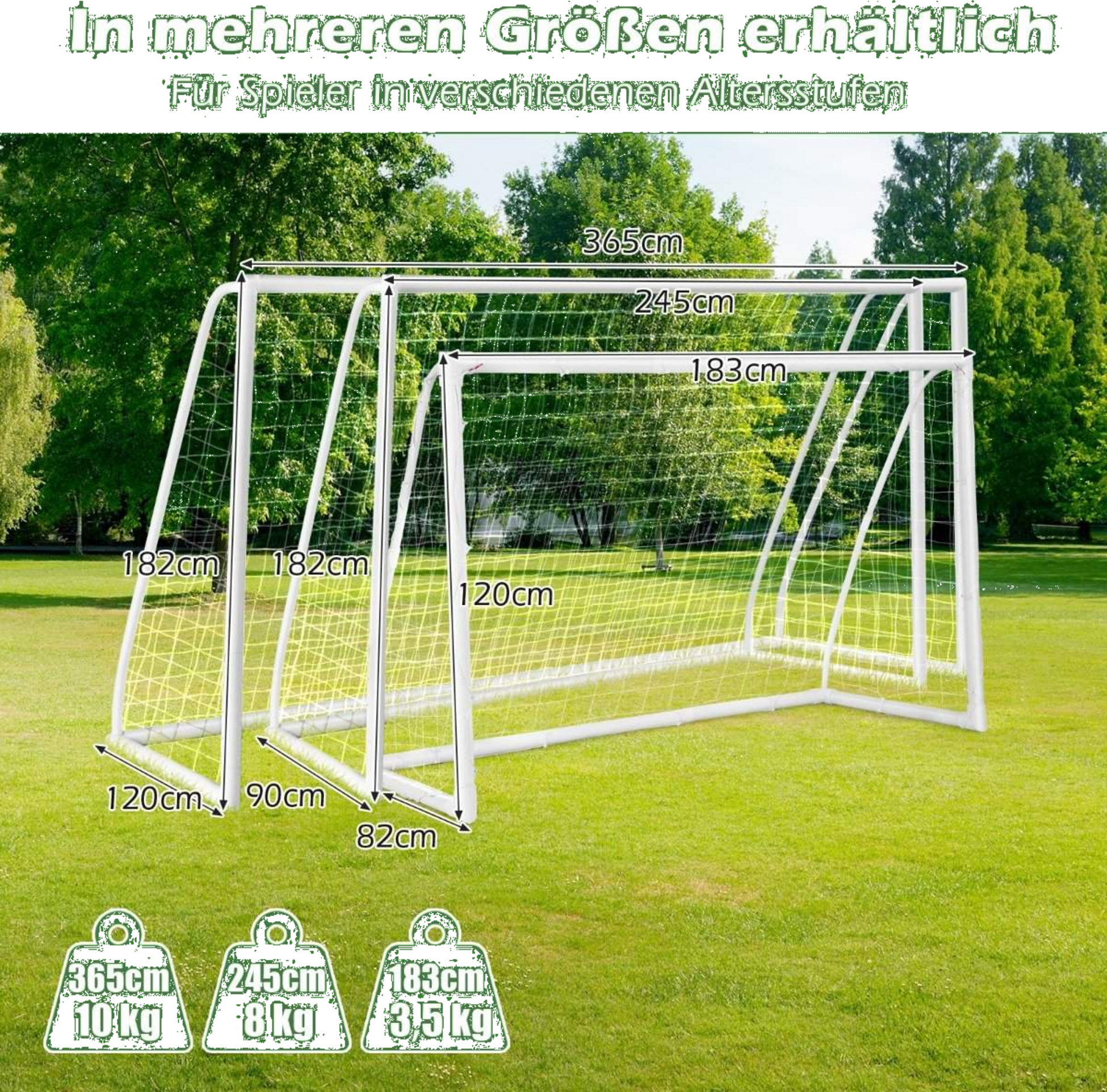 NORTHIX, 245 X 180 Cm Football Goal With High-strength Net  6 Ground Spikes, Weatherproof Goal, Football Tra