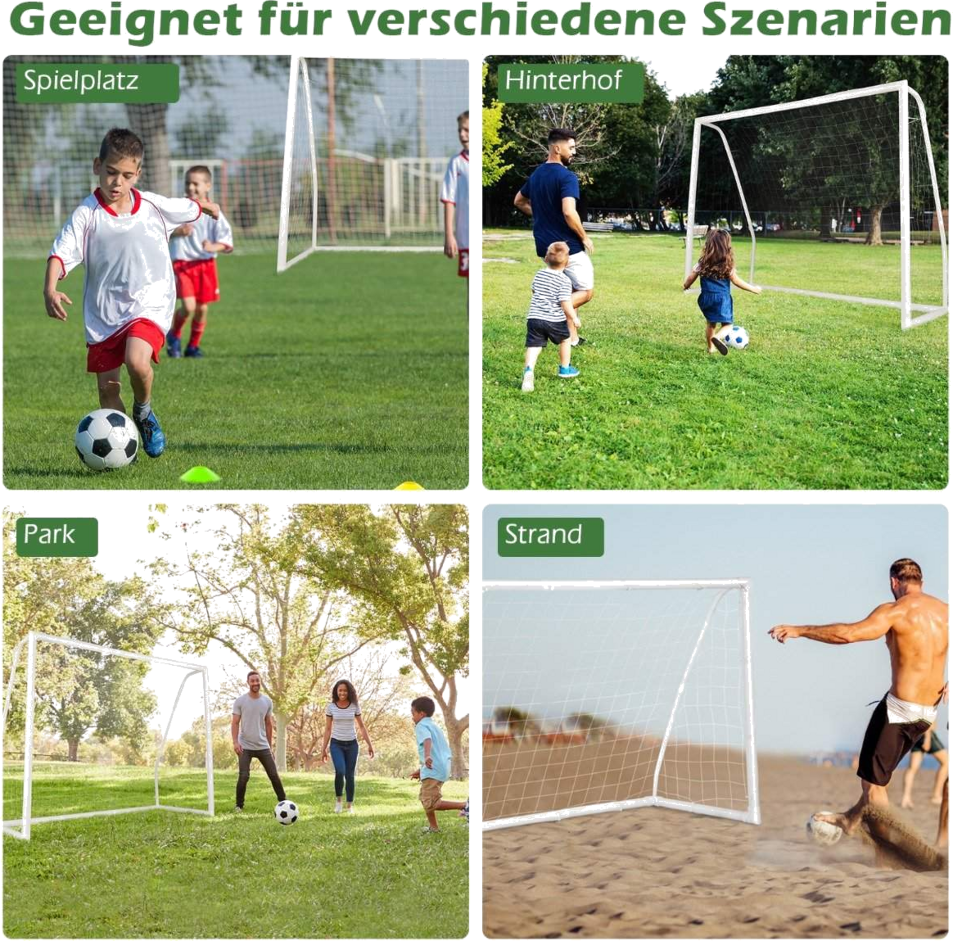 NORTHIX, 245 X 180 Cm Football Goal With High-strength Net  6 Ground Spikes, Weatherproof Goal, Football Tra