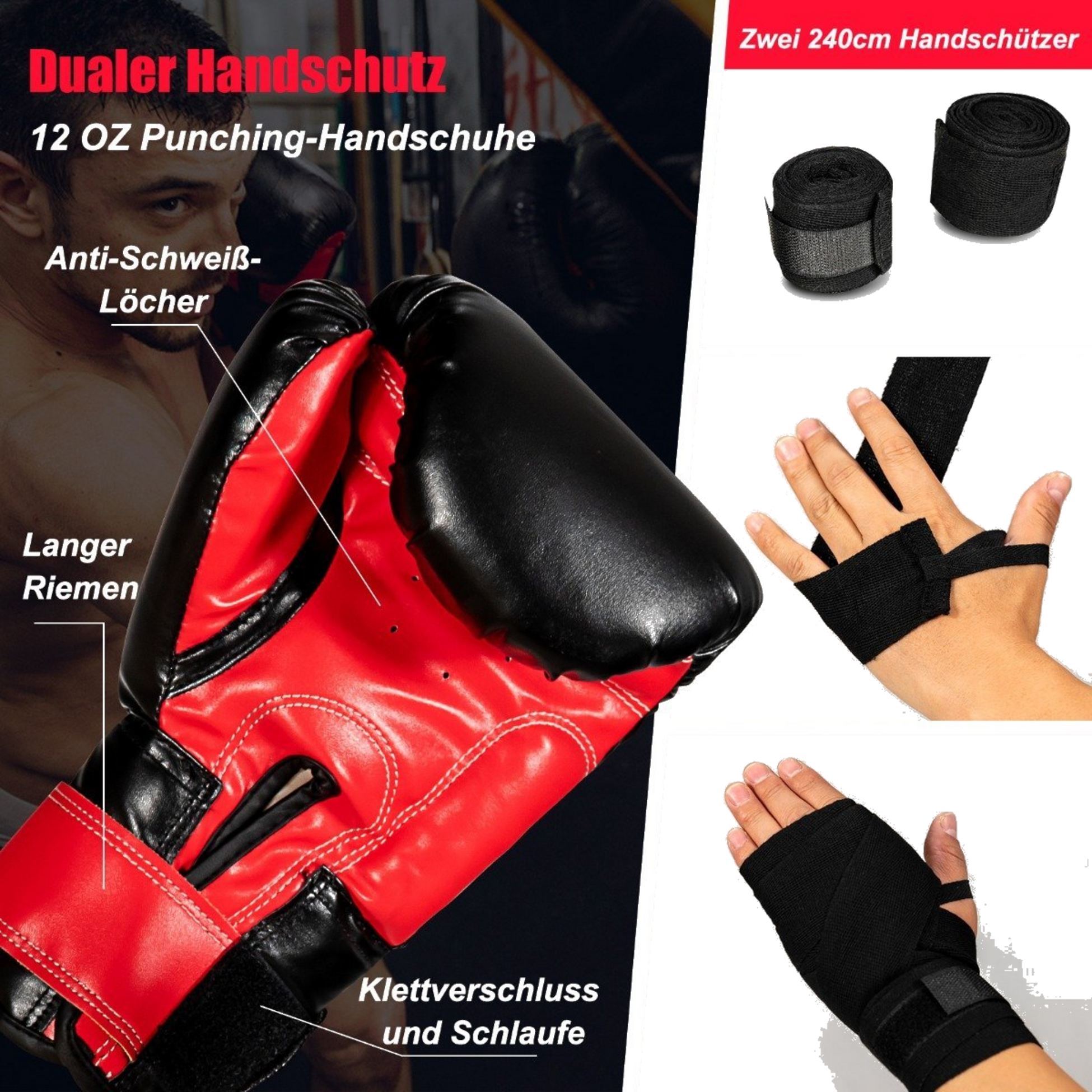 B2X, 28.5 Kg Punching Bag Set Punching Bag With 12 Oz Boxing Gloves  Hand Straps Black