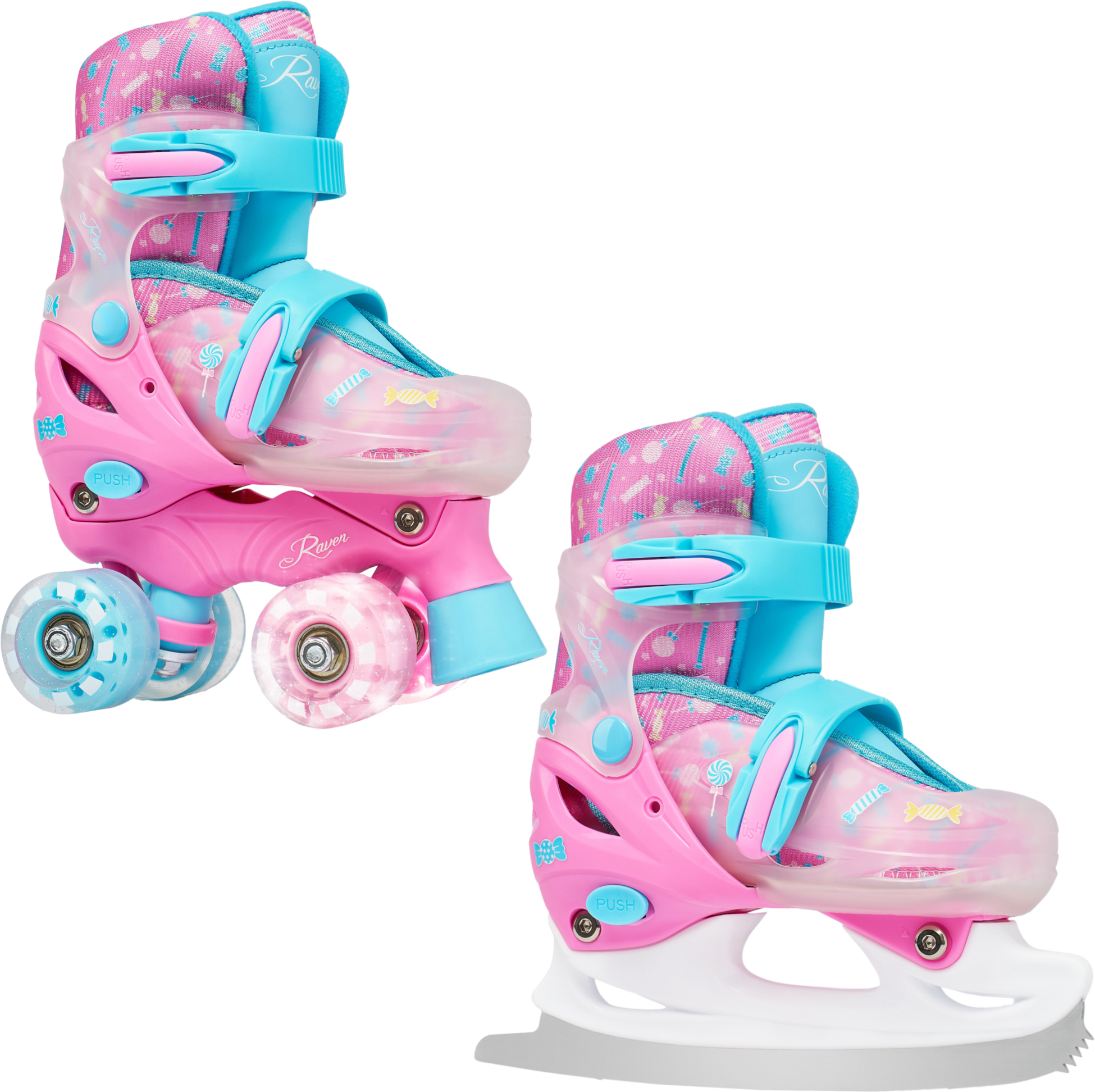 RAVEN, 2in1 Caramell Rullskridskor (front Led Wheels)