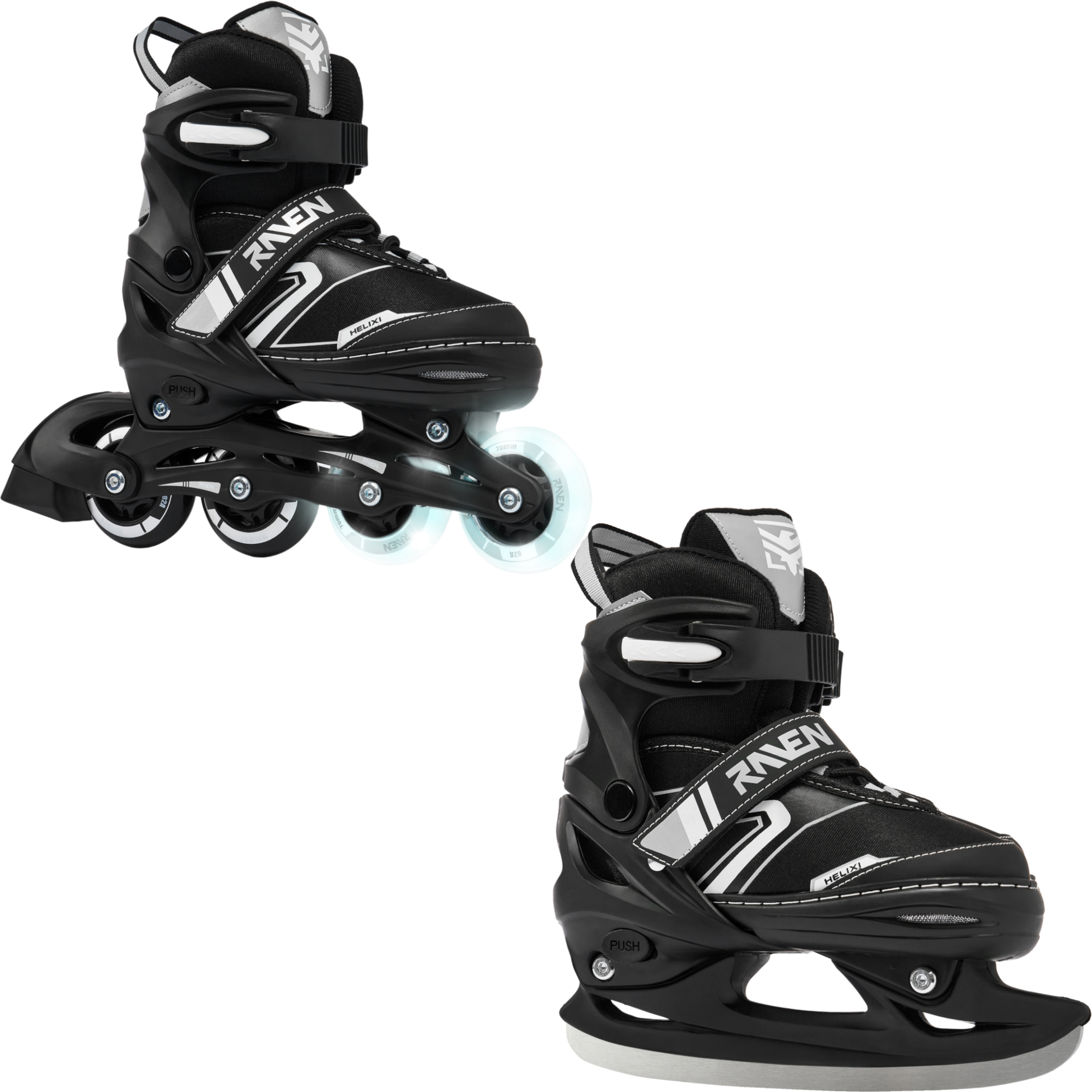 RAVEN, 2in1 Helixi Hockey (2 Front Led Wheels)