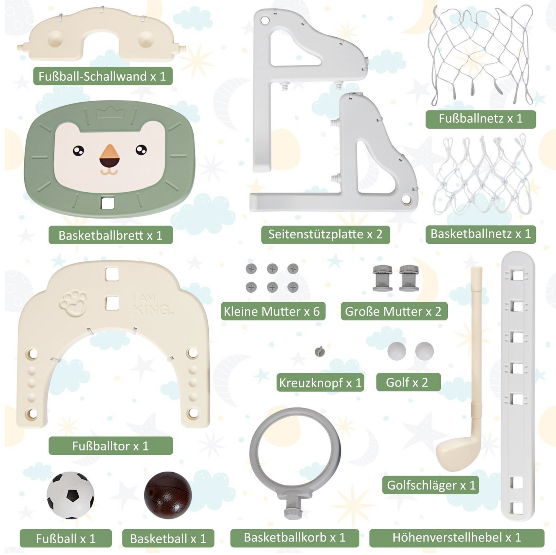 B2X, 3-in-1 Basketball Hoop Set Toddler Basketball Hoop With Adjustable Height Basketball Football Golf S