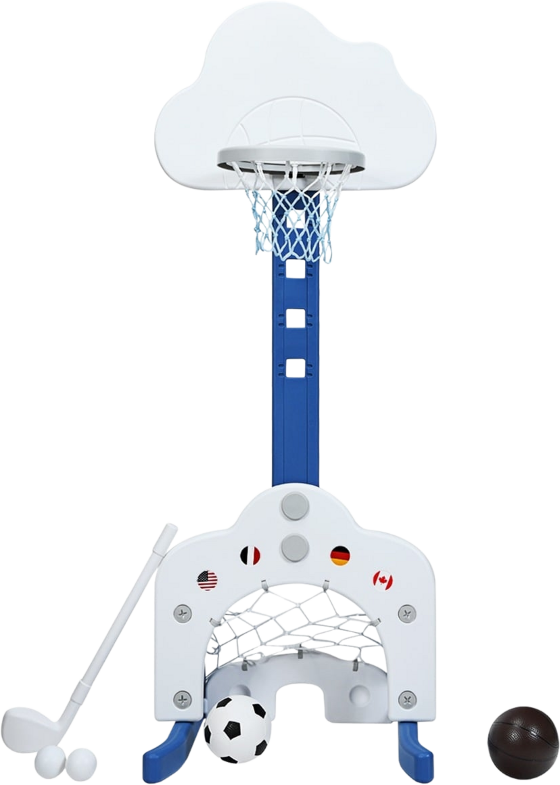 NORTHIX, 3-in-1 Kids Sports Set: Adjustable Basketball, Soccer, Golf