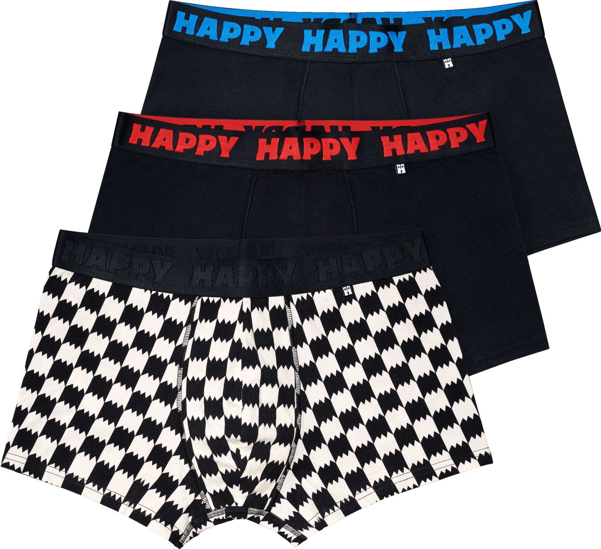 HAPPY SOCKS, 3-pack Black Mix Short Boxers